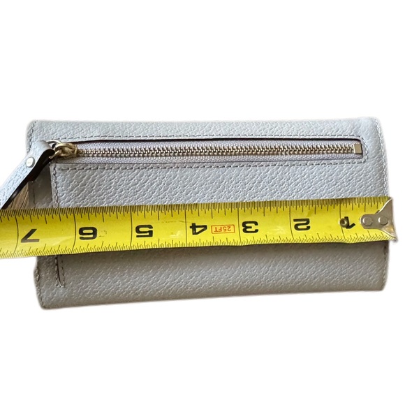 Kate Spade Pebbled gray leather long wallet snap closure zipper pouch embossed - Picture 10 of 12